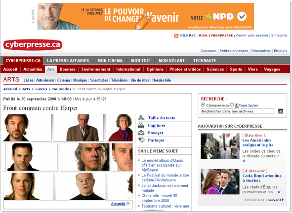 Cyberpresse - Front commun contre Harper