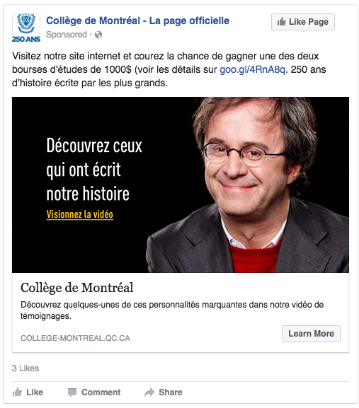 Nouvelle campagne: Collège de Montréal - Manuri Stratégies