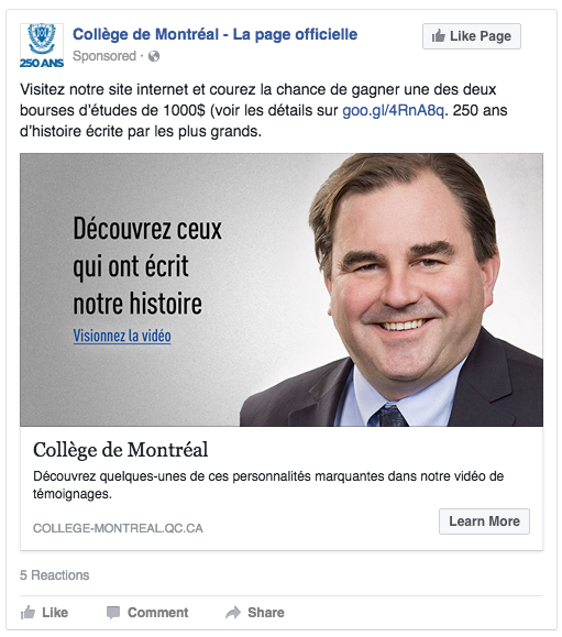 Nouvelle campagne: Collège de Montréal - Manuri Stratégies