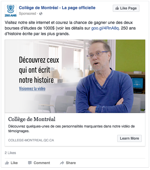 Nouvelle campagne: Collège de Montréal - Manuri Stratégies